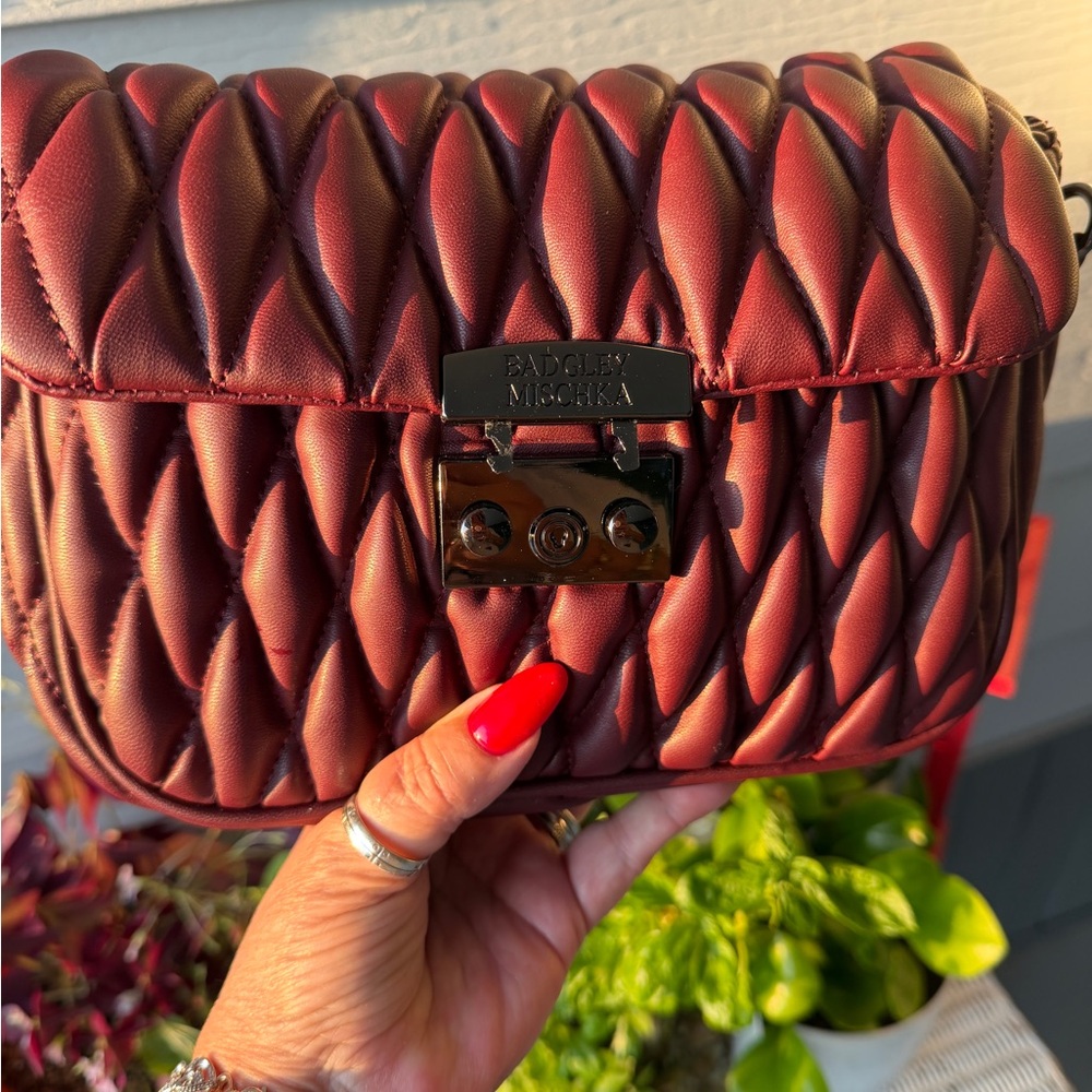 BADGLEY MISCHKA Maroon Quilted Crossbody Bag - Picture 8 of 16